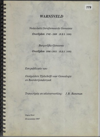 005-C-779 Warnsveld Nederduits Gereformeerde Gemeente Overlijden 1742-1809 OTGB